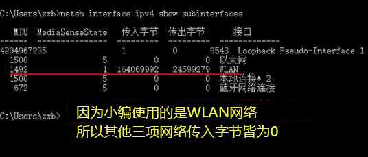 netsh interface ipv4 show subinterfaces